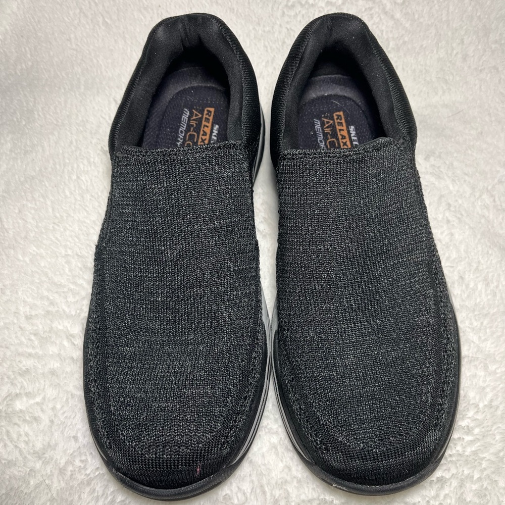 Skechers Relaxed Fit AIR COOLED Memory Foam Gray Men’s Slip On Shoes Sz 9 - Picture 2 of 7